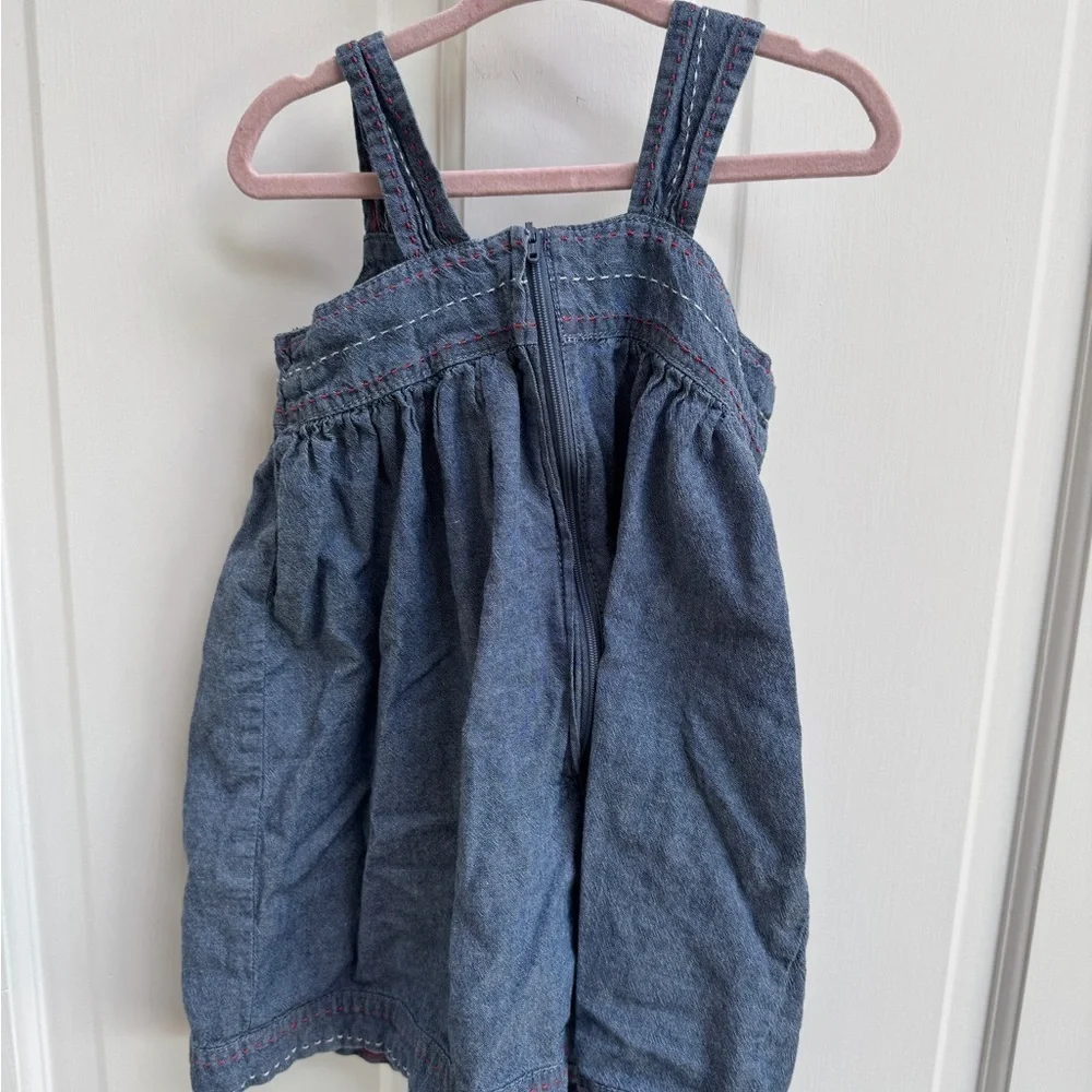 NWOT Gymboree 3T Girls Blue Denim Sleeveless Bow Dress